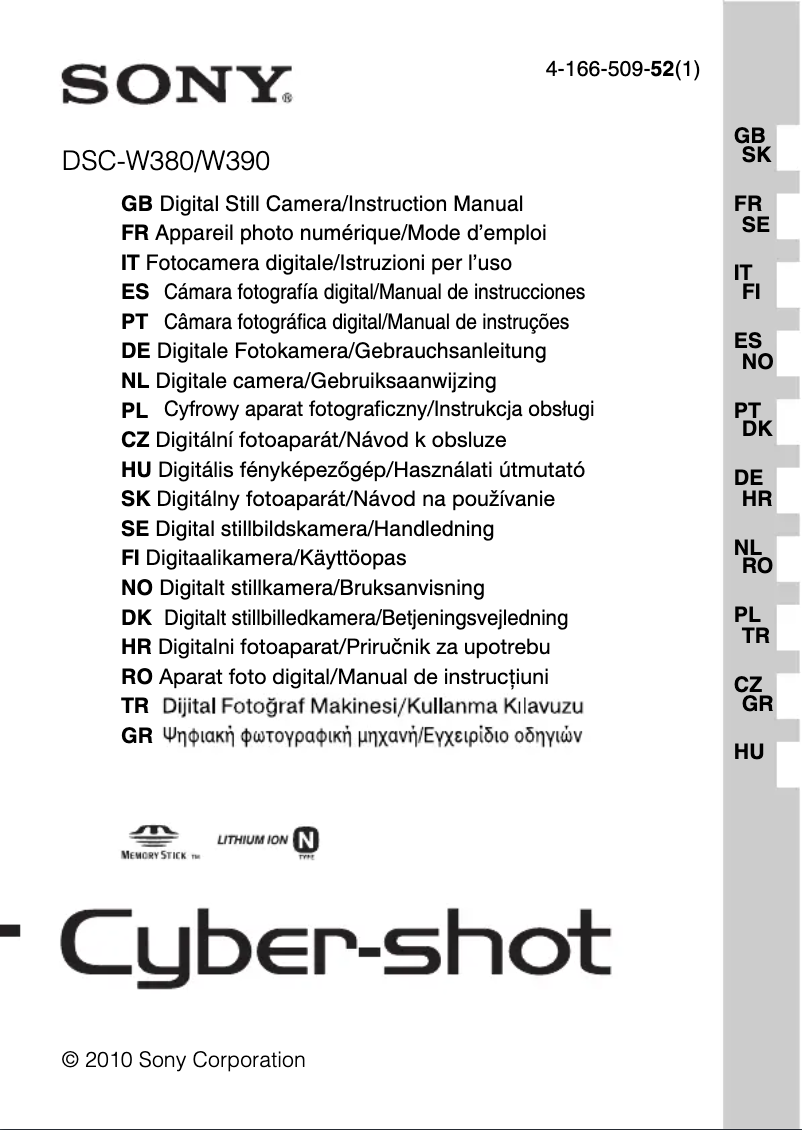 Page n°1 - Manuel utilisateur Sony Cybershot DSC-W380