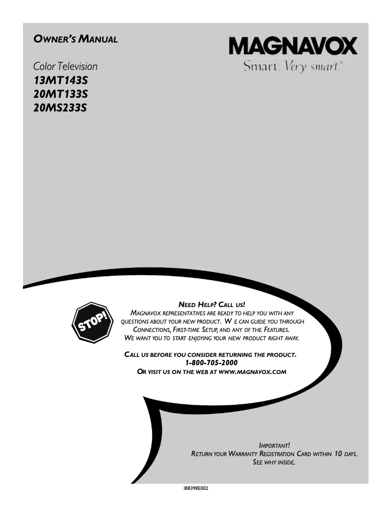 Page 1 de la notice Manuel utilisateur Philips 13MT143S