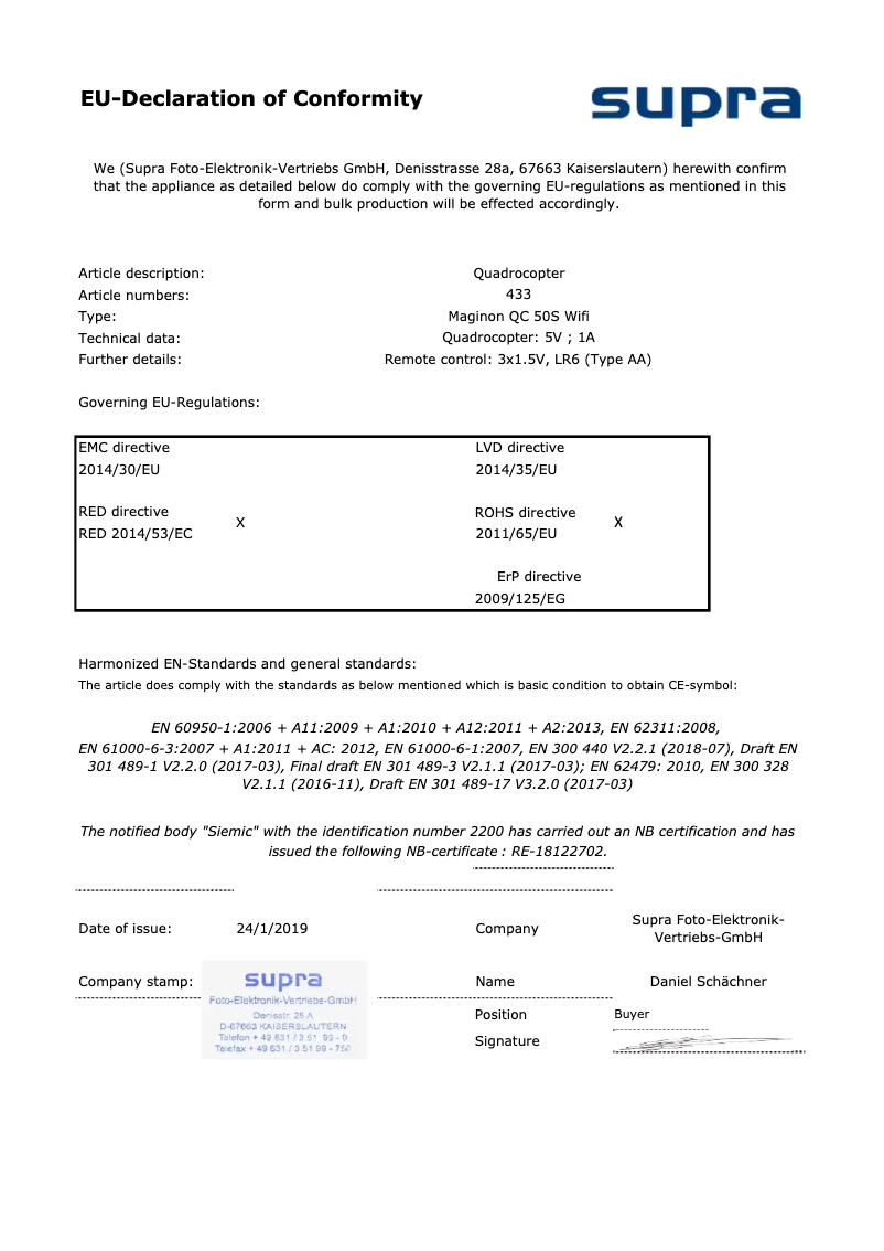 Page 1 de la notice Manuel utilisateur Maginon QC 50S WiFi