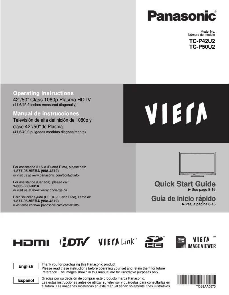 Página 1 del manual Manual de usuario Panasonic Viera TC-P42U2