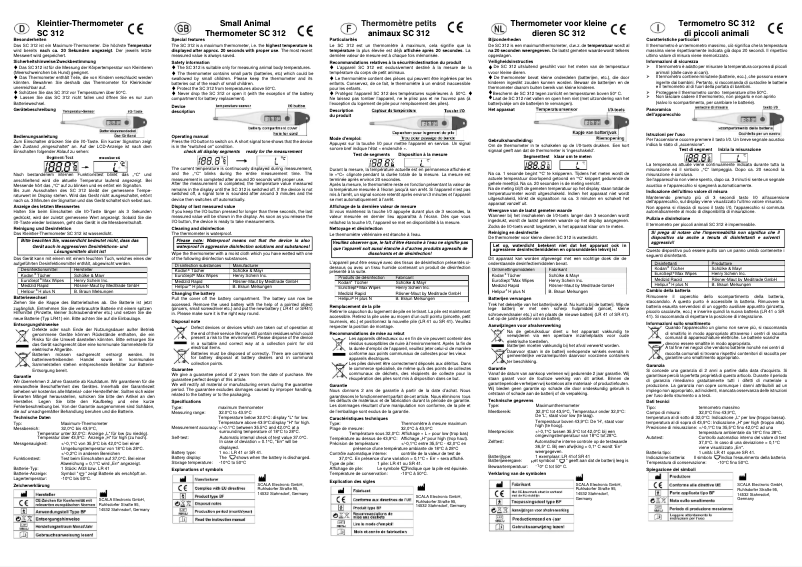 Page 1 de la notice Manuel utilisateur Scala SC 312