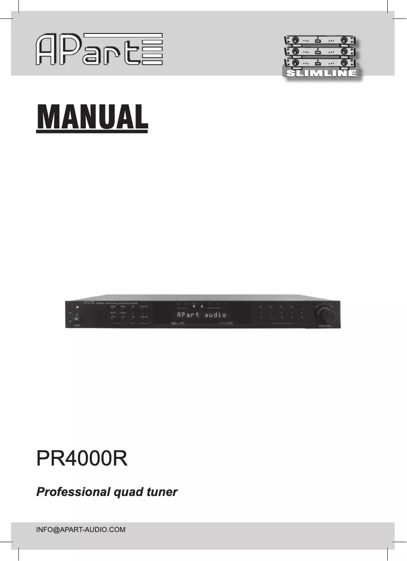 Page 1 de la notice Manuel utilisateur APart PR4000R