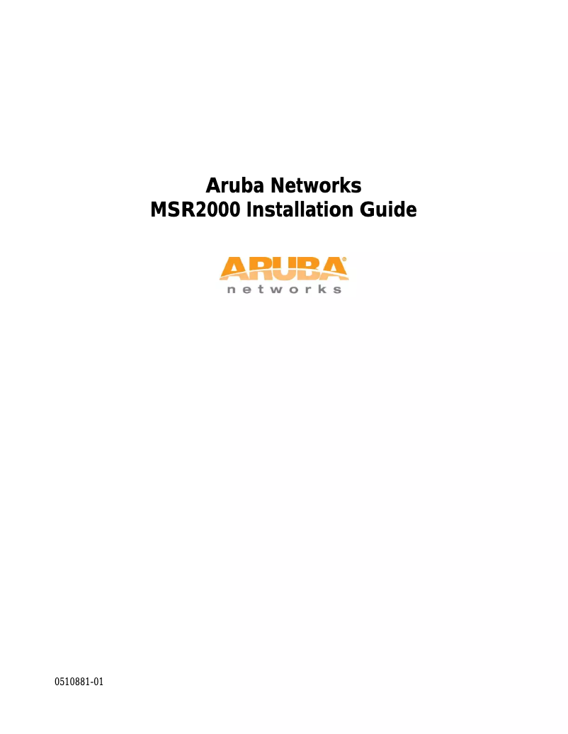 Page n°1 - Manuel utilisateur Aruba MSR2000