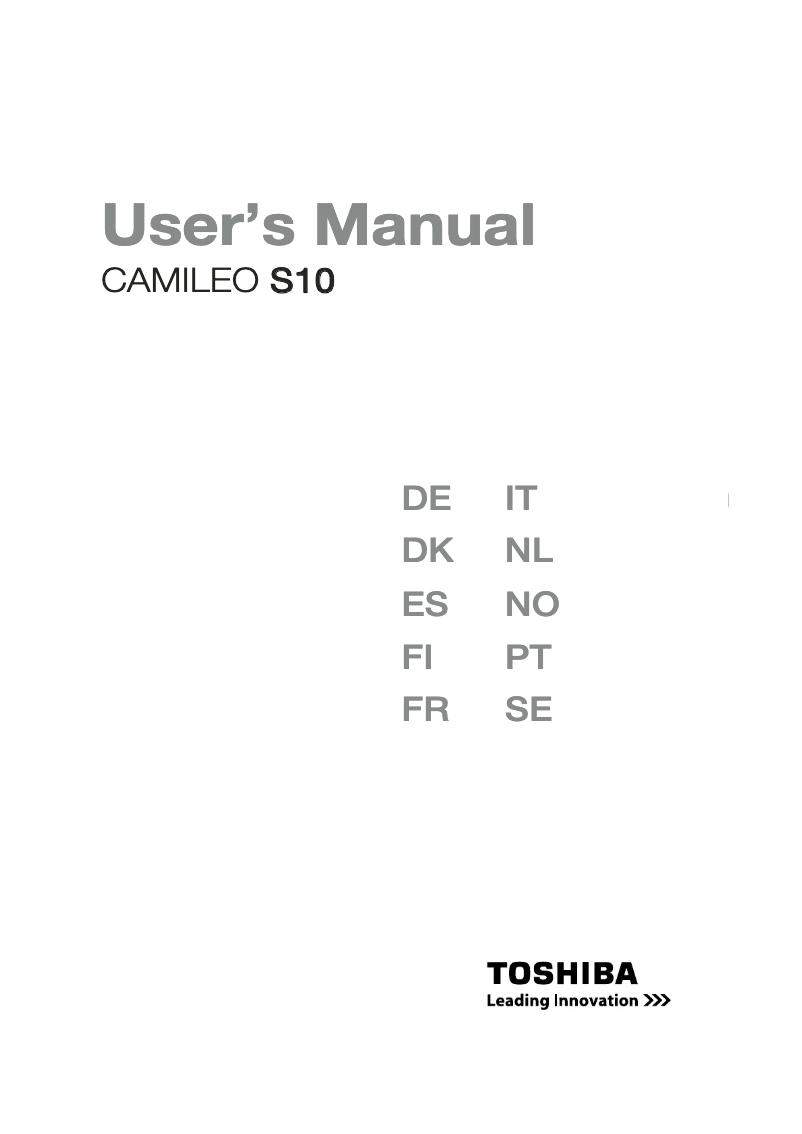 Image de la première page du manuel de l'appareil CAMILEO S10