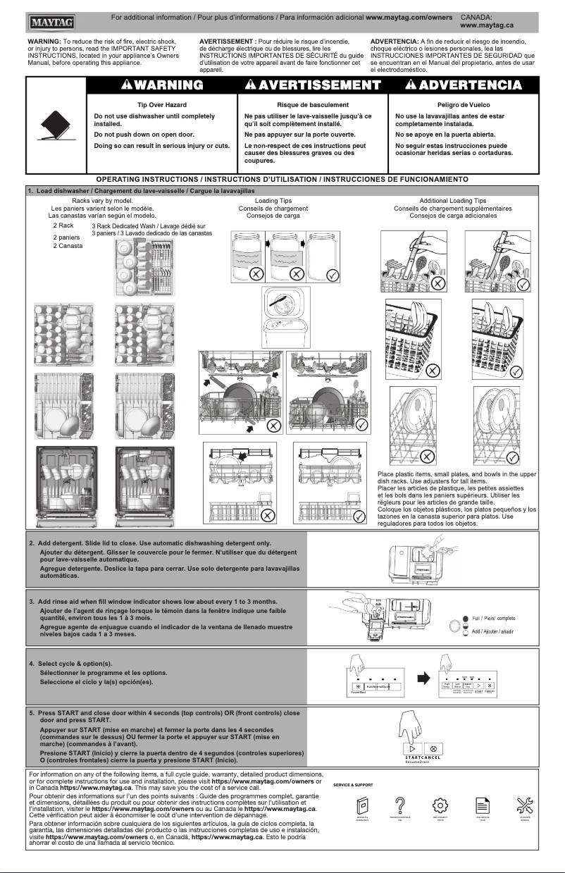 Page n°1 - Guide de démarrage rapide Maytag MDPS6124RZ
