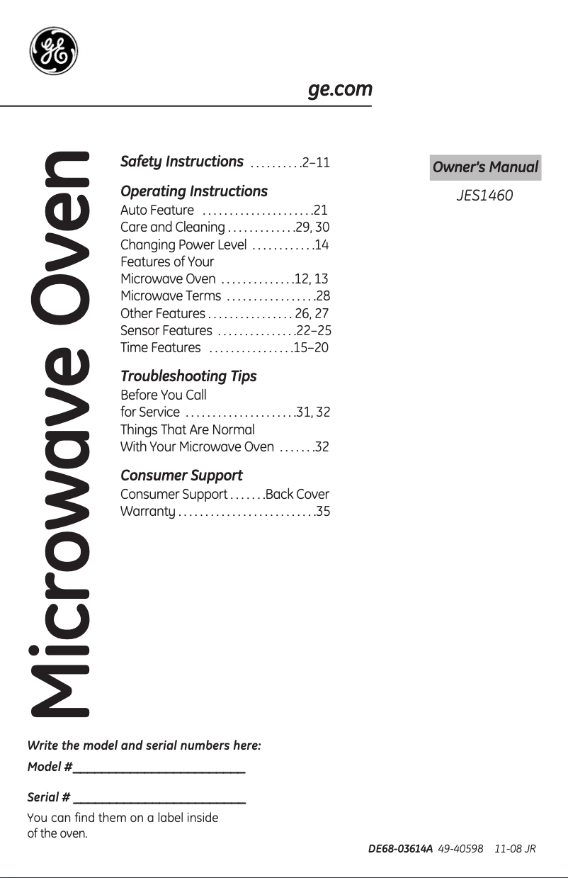 Image de la première page du manuel de l'appareil JES1460DNBB