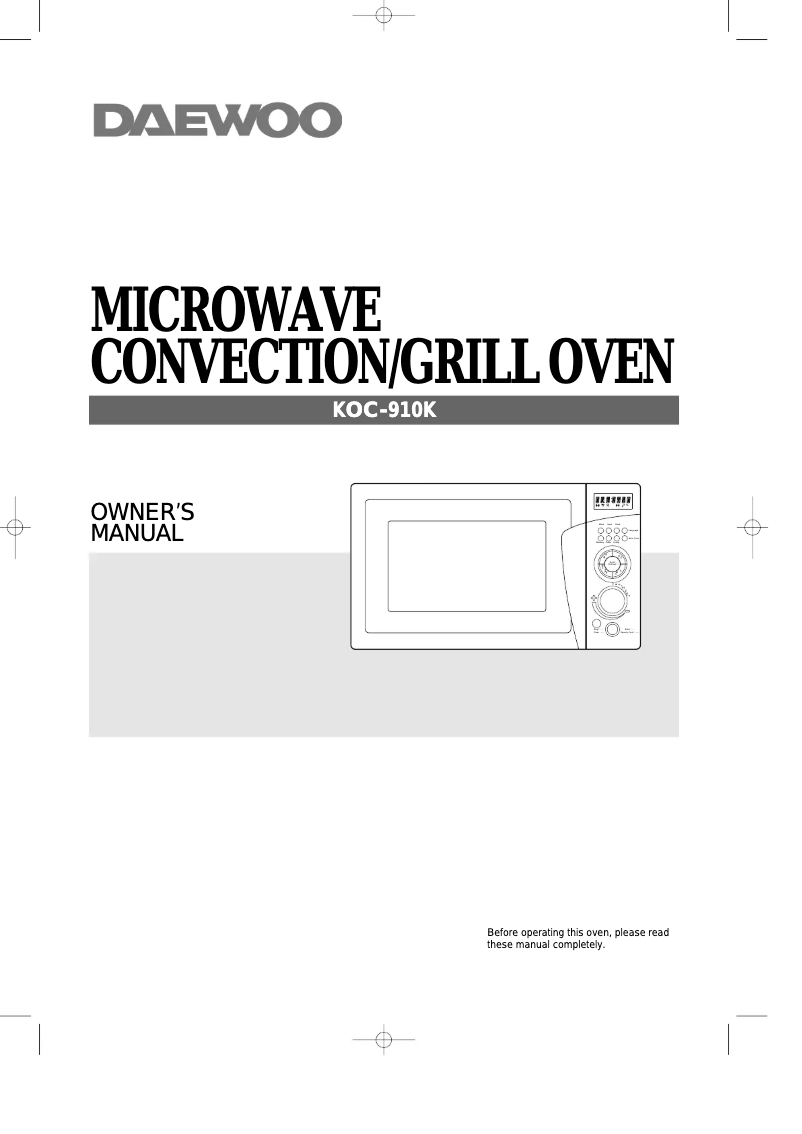 Page n°1 - Manuel utilisateur Daewoo KOC-910K