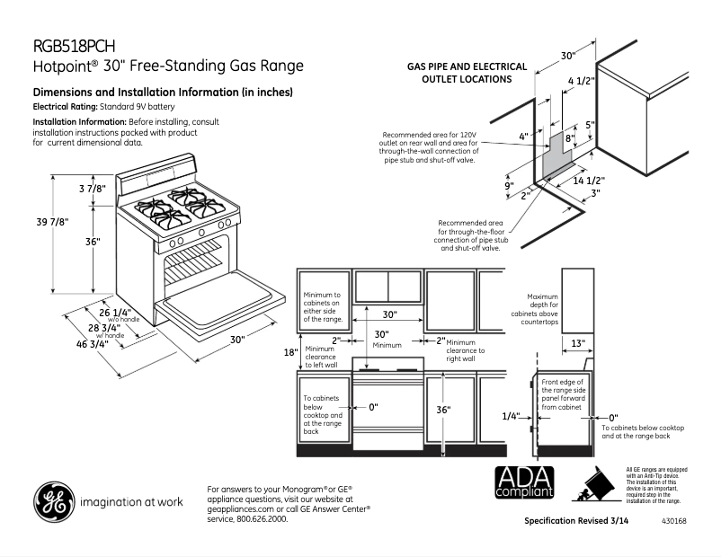 Page 1 de la notice Fiche technique Hotpoint RGB518PCHCT
