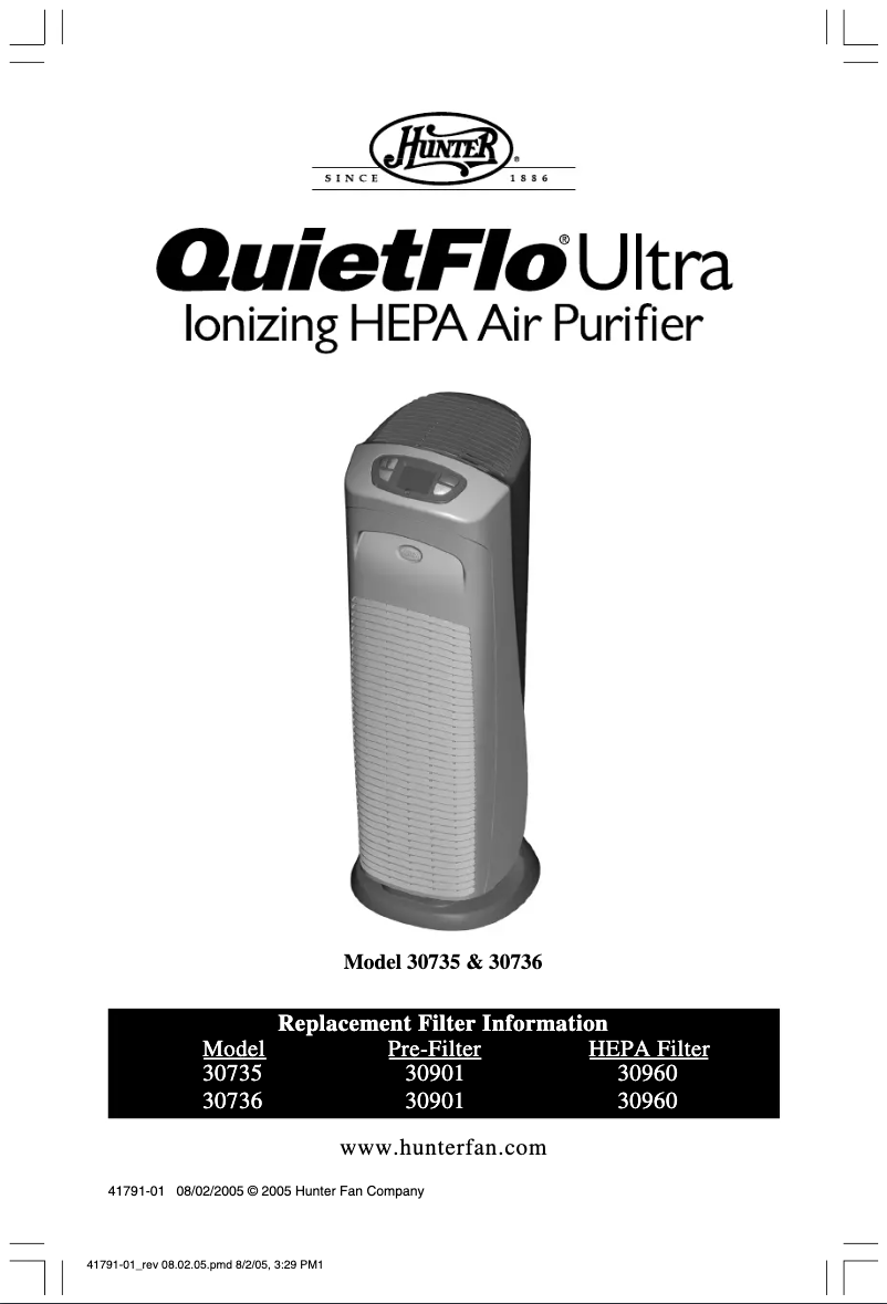 Página 1 del manual Manual de usuario Hunter QuietFlo 30735