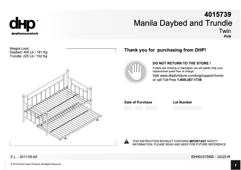Image de la première page du manuel de l'appareil Manila