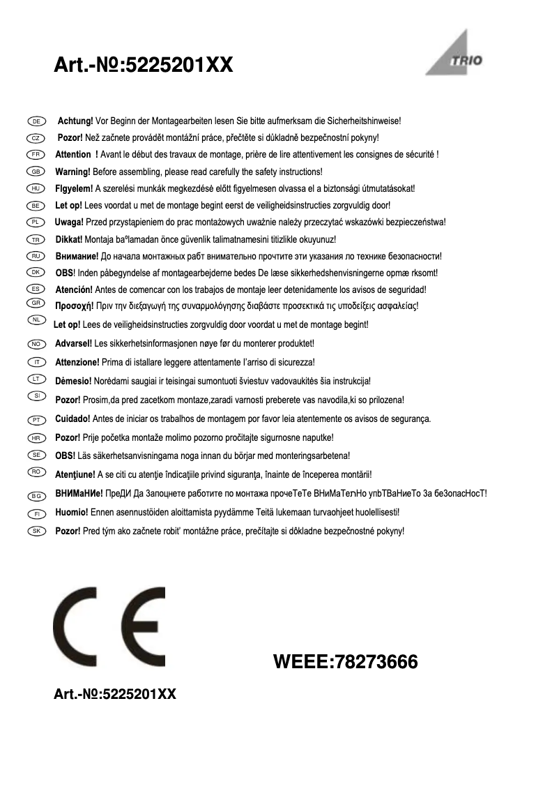 Page n°1 - Manuel utilisateur Trio Lighting Vario