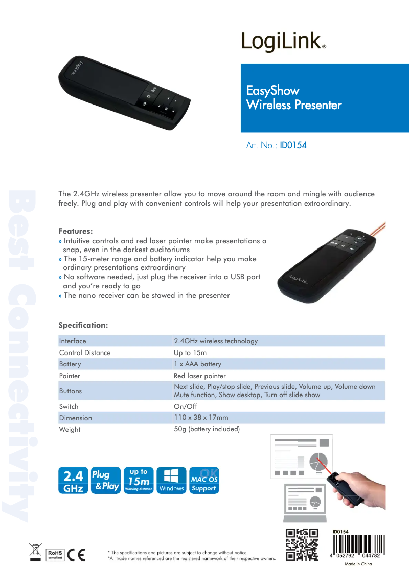 Imagen de la primera página del manual del dispositivo Easy Show ID0154