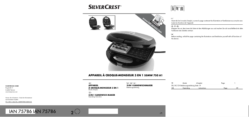 Page 1 de la notice Manuel utilisateur SilverCrest SSMW 750 A1