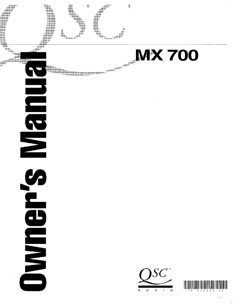 Page n°1 - Manuel utilisateur QSC MX700