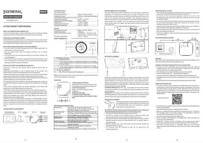 Page n°1 - Manuel utilisateur GENERAL Life HT220S