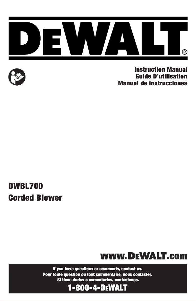 Page n°1 - Manuel utilisateur DeWalt DWBL700