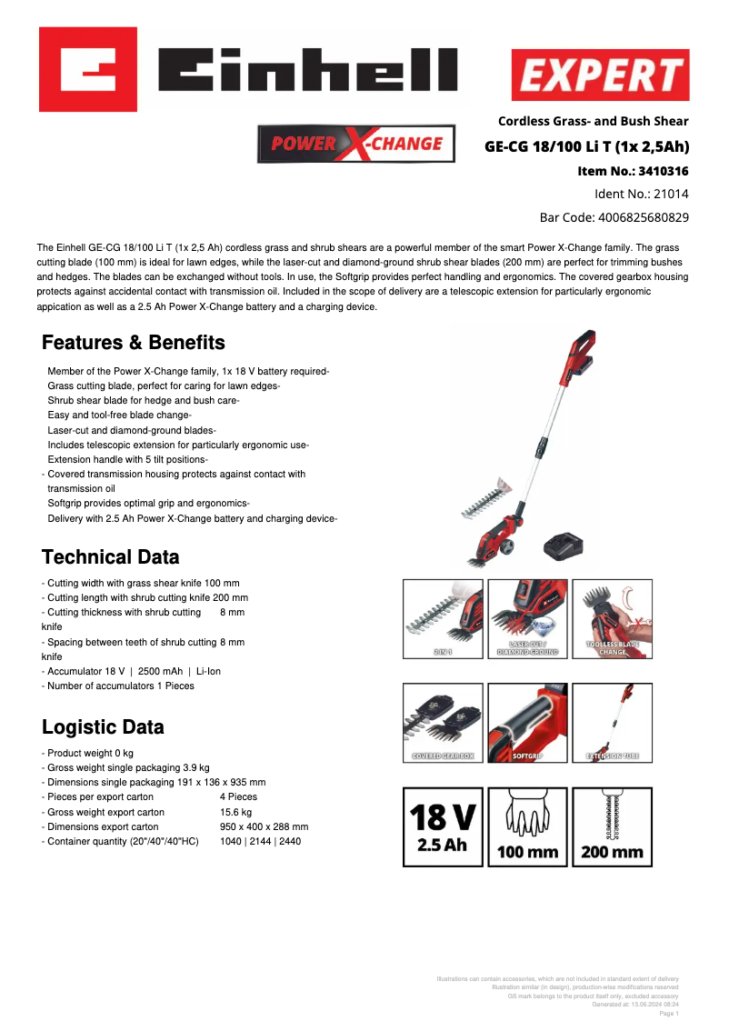 Image de la première page du manuel de l'appareil GE-CG 18/100 Li T
