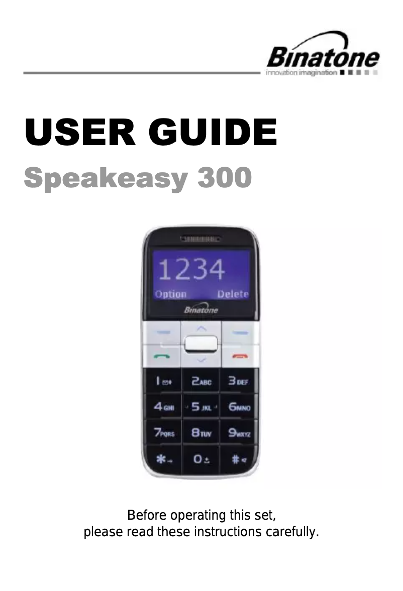 Page n°1 - Manuel utilisateur Binatone Speakeasy 300