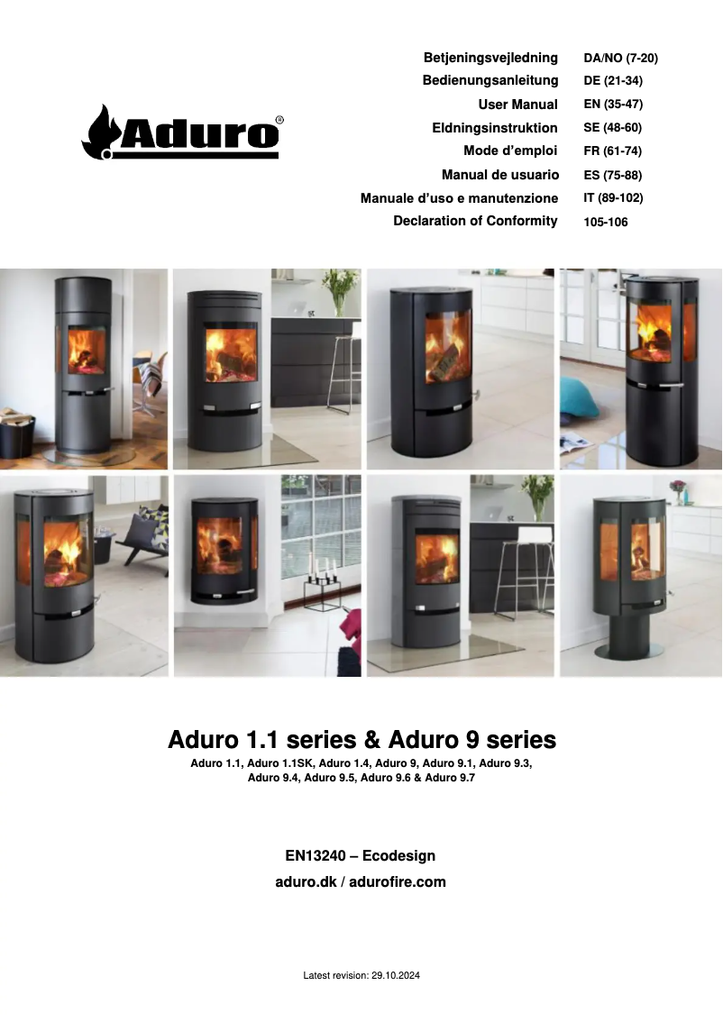 Page n°1 - Manuel utilisateur Aduro 9