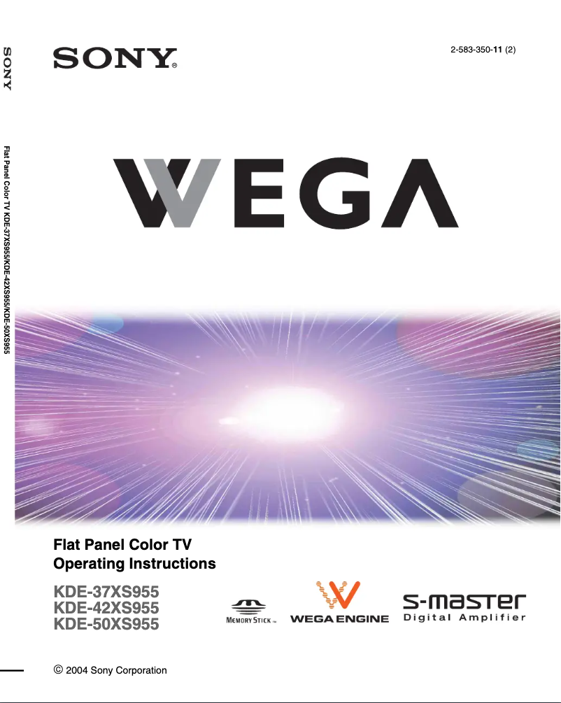 Page 1 de la notice Manuel utilisateur Sony Wega KD-E50XS955