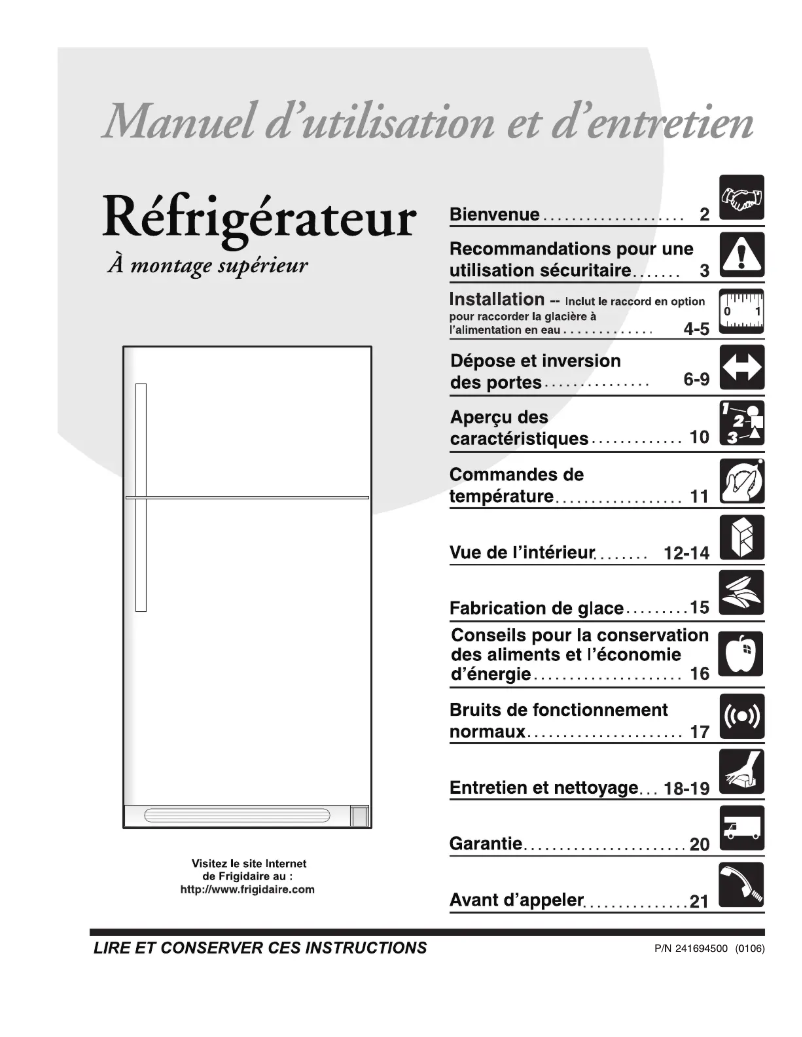Image de la première page du manuel de l'appareil FRT17G5CSK