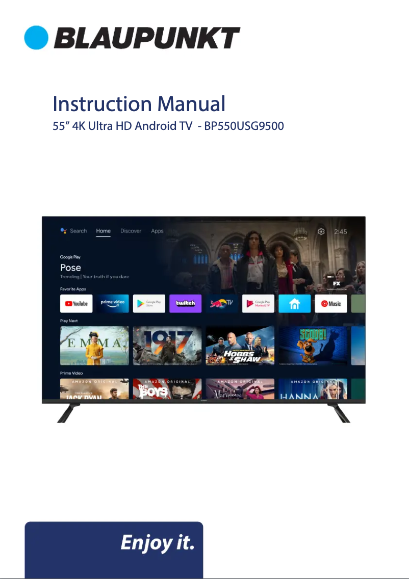 Image de la première page du manuel de l'appareil BP550USG9500