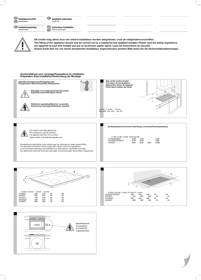 Page 1 de la notice Guide d'installation Etna KI278ZT