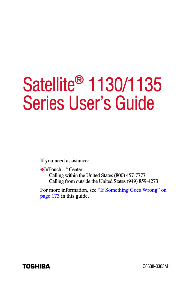 Page n°1 - Manuel utilisateur Toshiba Satellite 1130