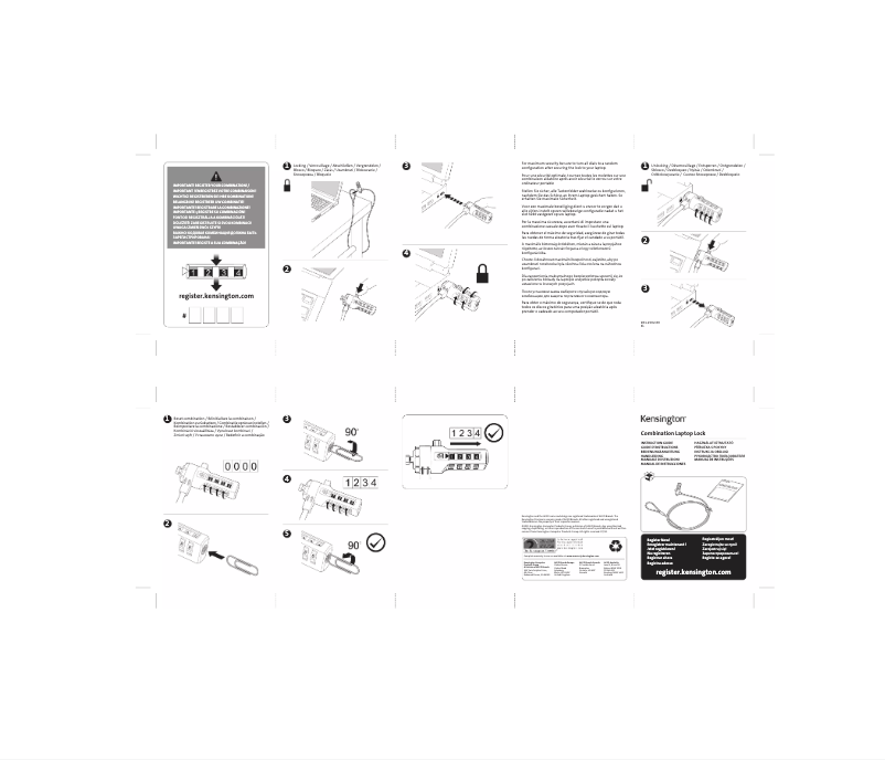Page n°1 - Manuel utilisateur Kensington Combination Laptop Lock