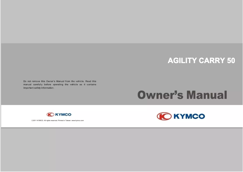 Page 1 of the manual User Manual Kymco Agility Delivery