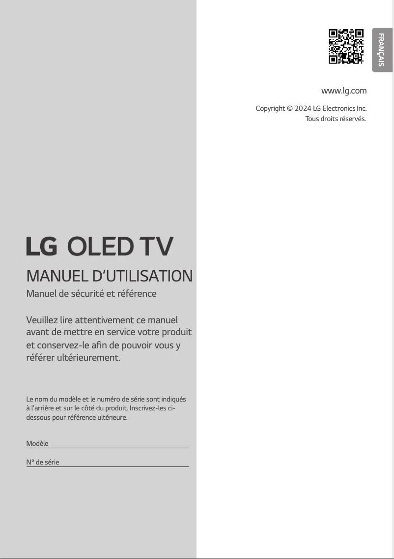 Image de la première page du manuel de l'appareil OLED97G45LW