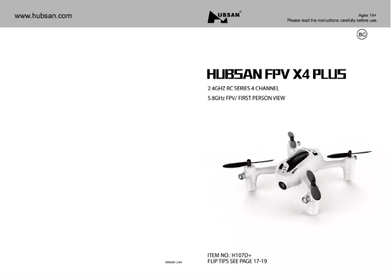 Page n°1 - Manuel utilisateur Hubsan X4 Plus
