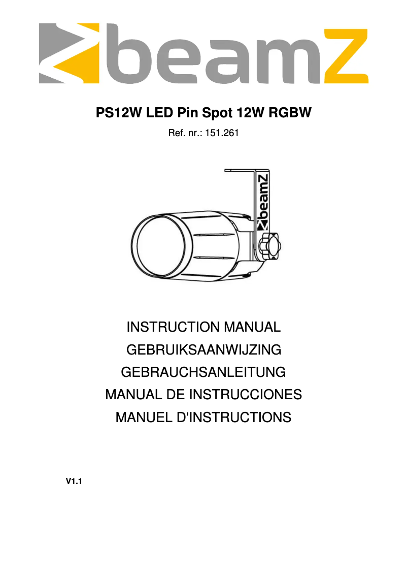 Page 1 de la notice Manuel utilisateur BeamZ PS12W 151.261
