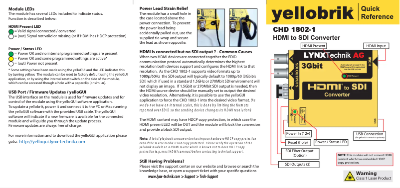Page n°1 - Manuel utilisateur Lynx Technik Yellowbrik HD 1802-1