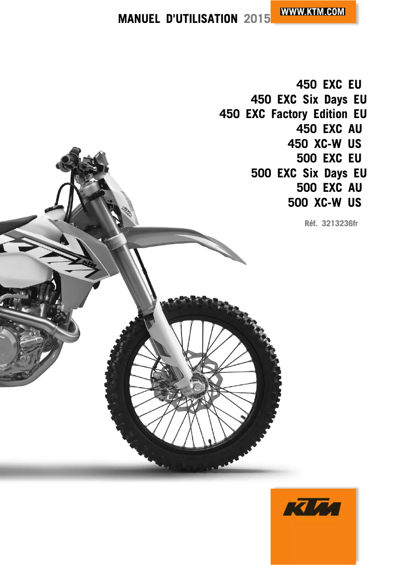 Image de la première page du manuel de l'appareil 450 XC-W (2015)