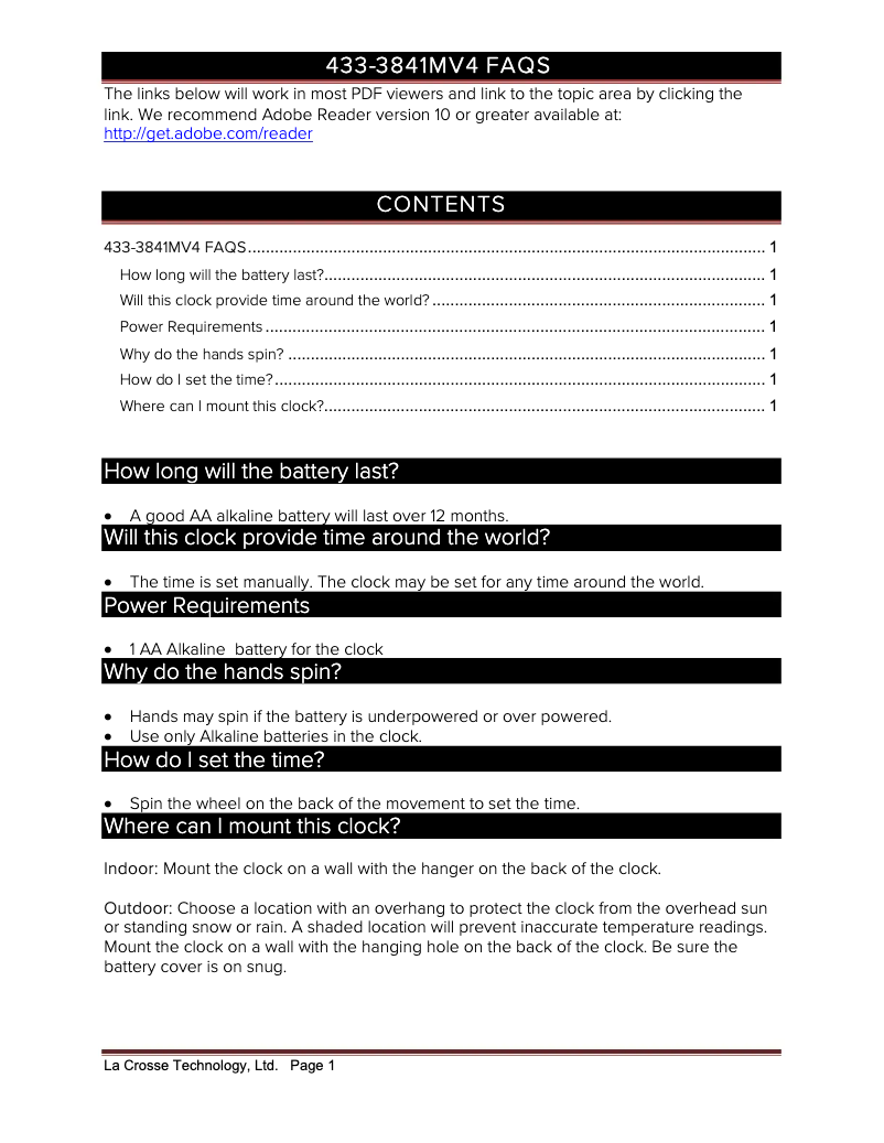 Image de la première page du manuel de l'appareil 433-3841MVC4