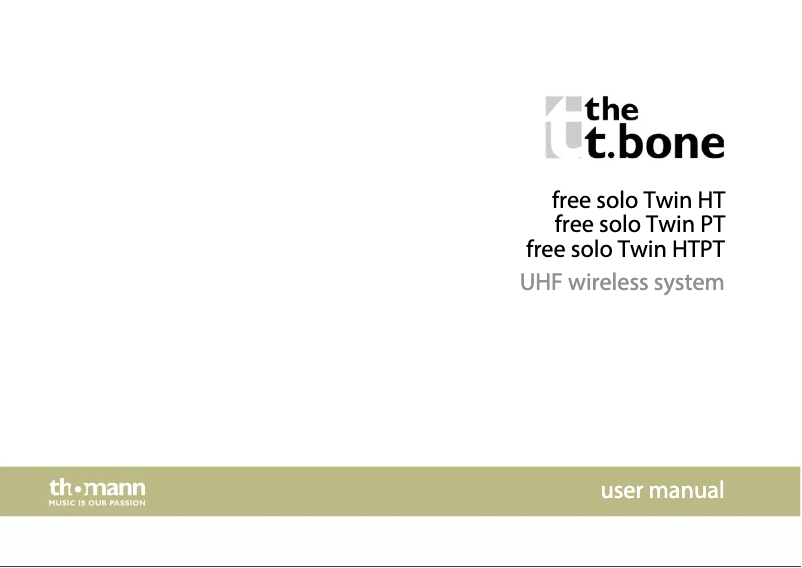 Page n°1 - Manuel utilisateur the t.bone free solo Twin HTPT