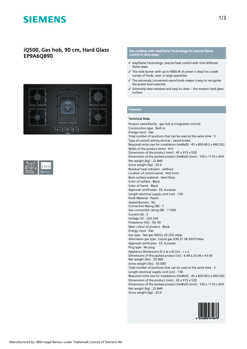 Image de la première page du manuel de l'appareil EP9A6QB90