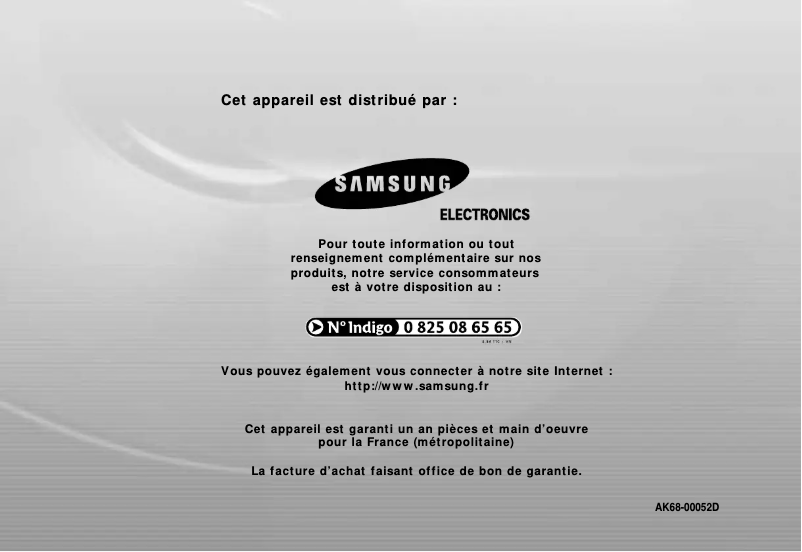Page n°1 - Manuel utilisateur Samsung DVD-L100WA