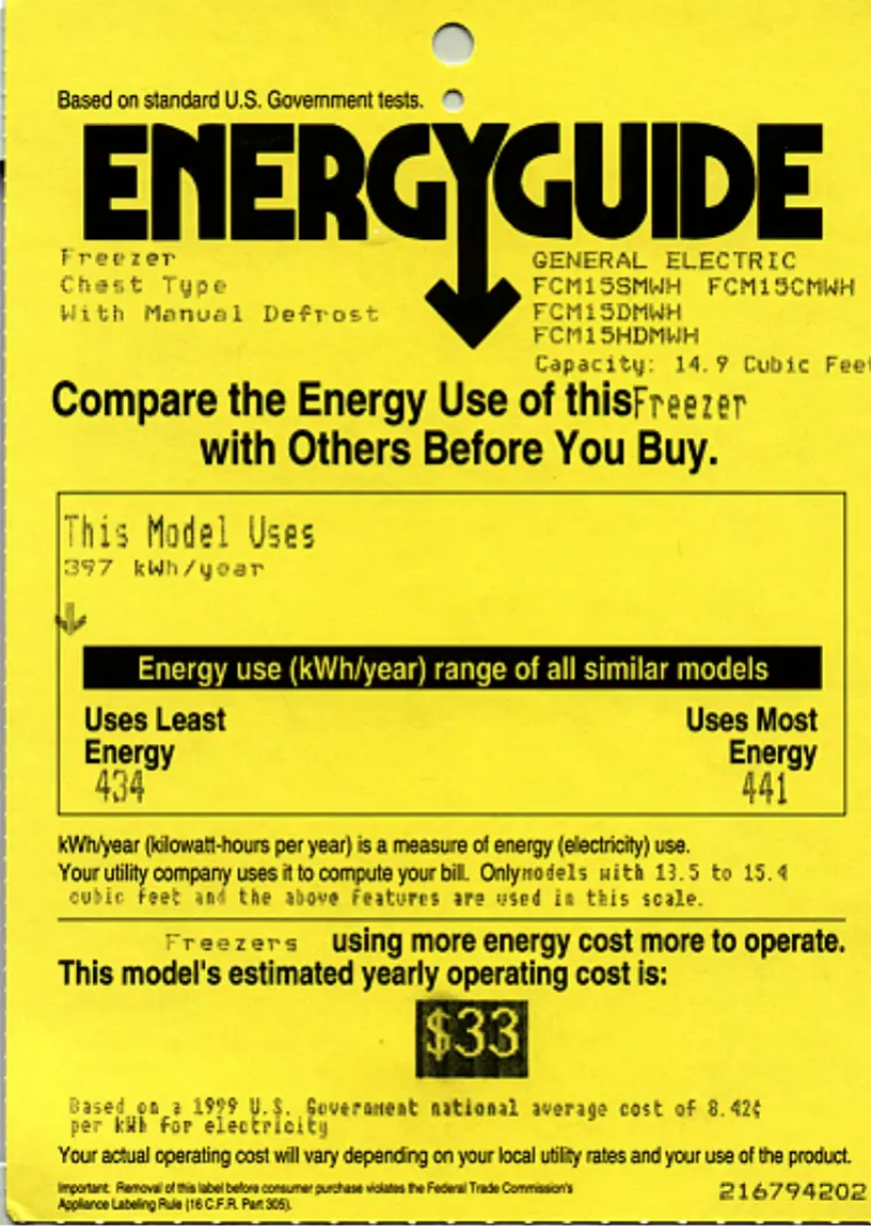 Page n°1 - Label énergétique GE FCM15SMWH