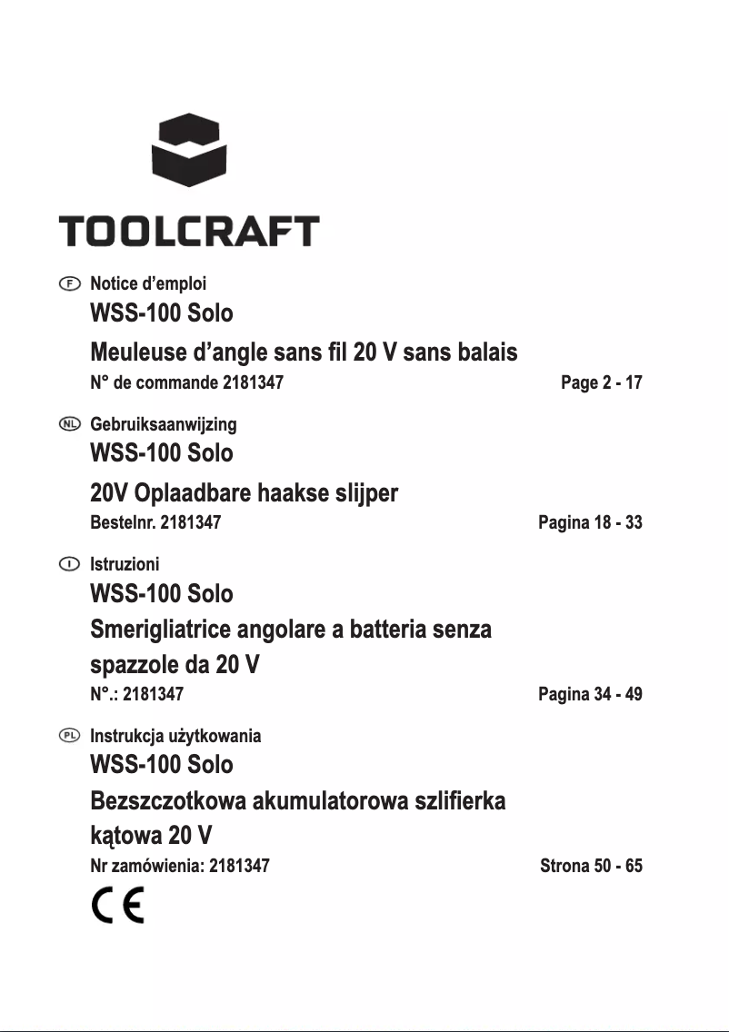 Page n°1 - Manuel utilisateur Toolcraft WSS-100
