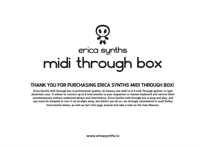 Page n°1 - Manuel utilisateur Erica Synths MIDI Through Box