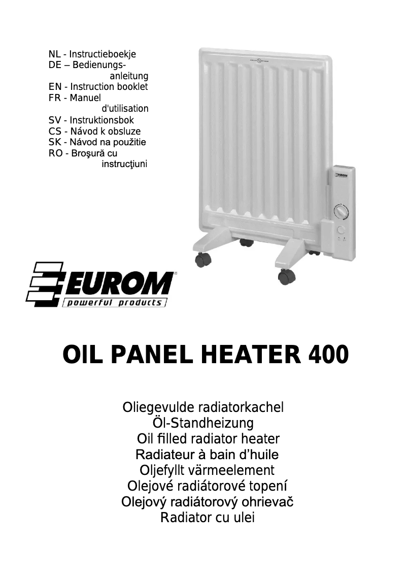 Page 1 de la notice Manuel utilisateur Eurom Oil panel heater 400