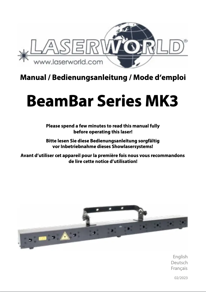 Page n°1 - Manuel utilisateur Laserworld BeamBar 10B MK3
