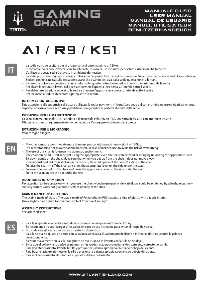 Page 1 de la notice Manuel utilisateur Atlantis Land Triton K51