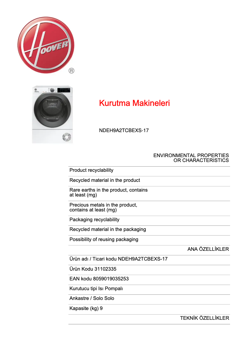 Image de la première page du manuel de l'appareil H-DRY 500 NDEH9A2TCBEXS-17