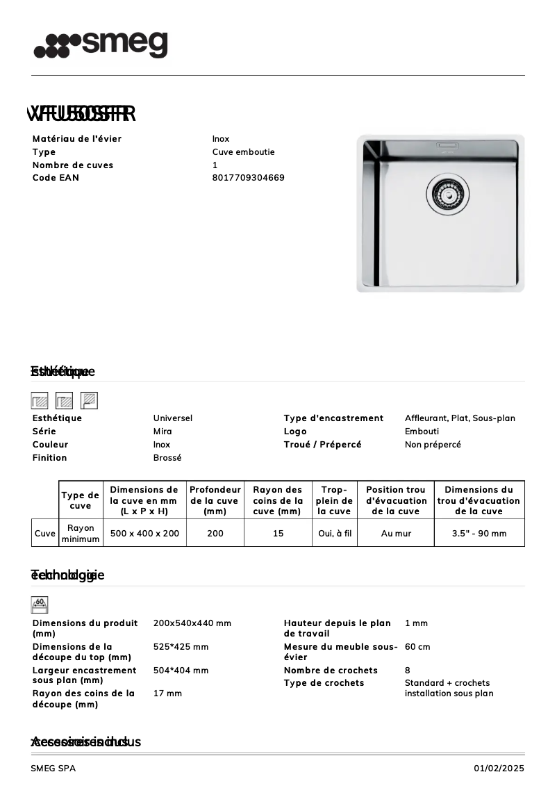 Page n°1 - Manuel utilisateur Smeg VFU50SFR