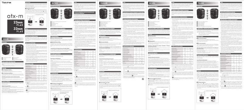 Page n°1 - Manuel utilisateur Tokina atx-m 23mm f/1.4 Plus Sony E-Mount