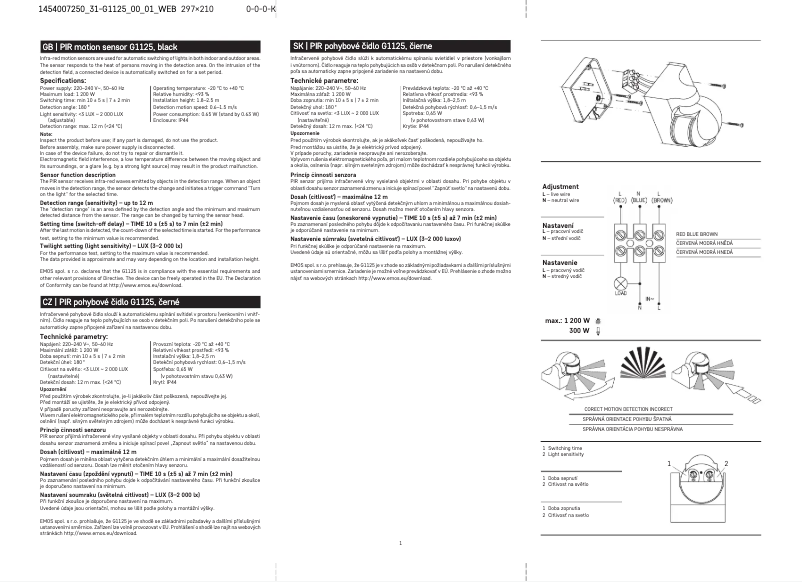Page 1 de la notice Manuel utilisateur Emos G1125