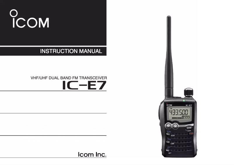 Page 1 de la notice Manuel utilisateur ICOM IC-E7